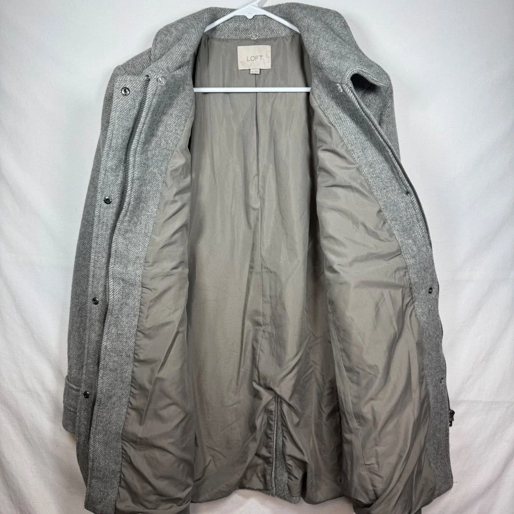 LOFT Women's Grey‎ Herringbone Wool Blend Peacoat Jacket Size Medium